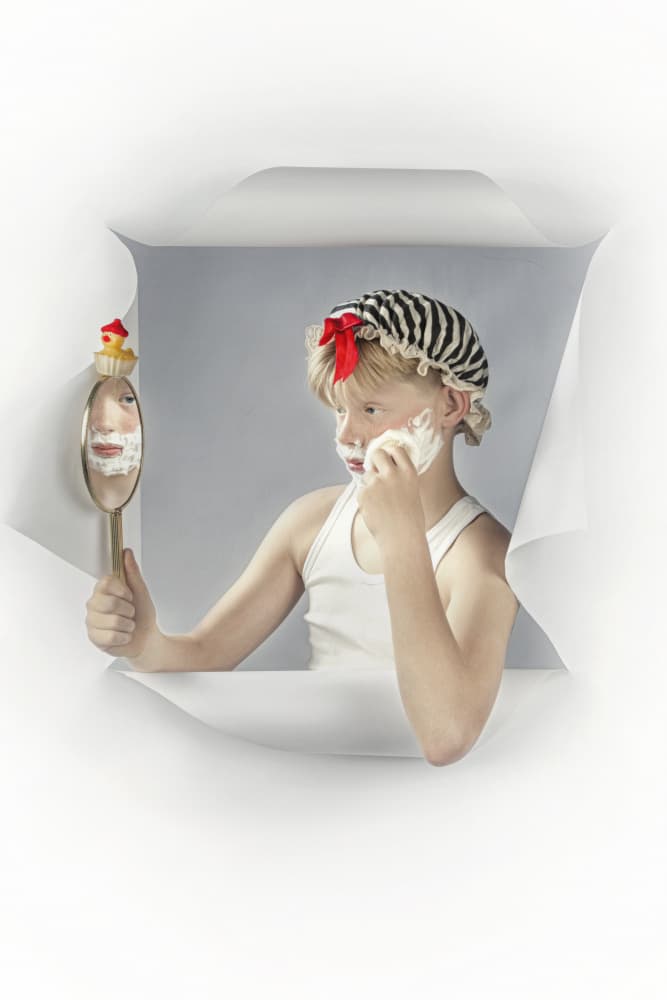 Shaving Reflection Play by Carola Kayen-Mouthaan — canvas wall art