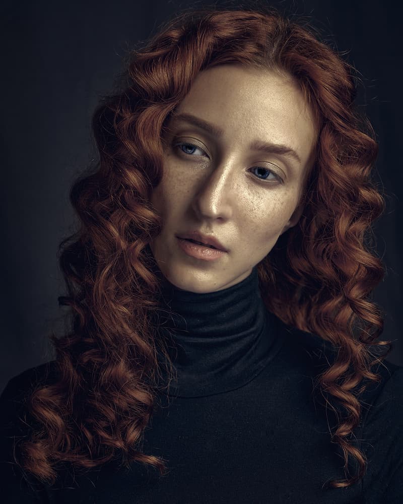 Pensive Redhead Woman by Lech Radecki — canvas wall art