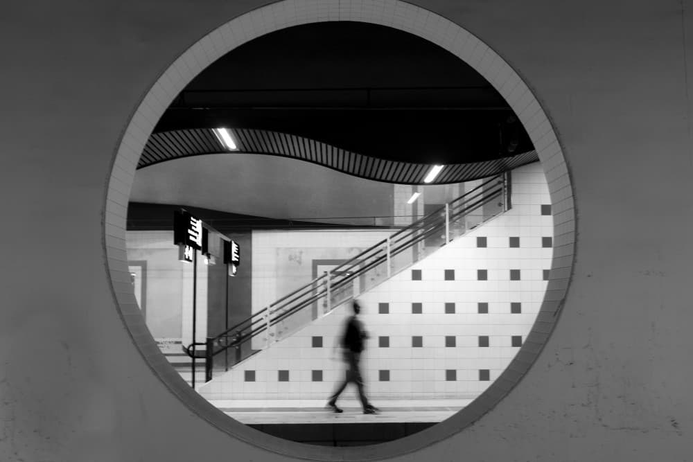 Man in Subway Portal by Fernando Coelho — canvas wall art