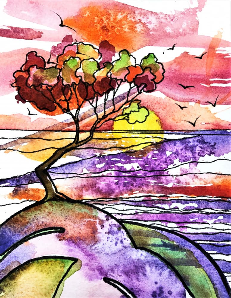 Vibrant Ocean Sunset by Anda Bieza — canvas wall art