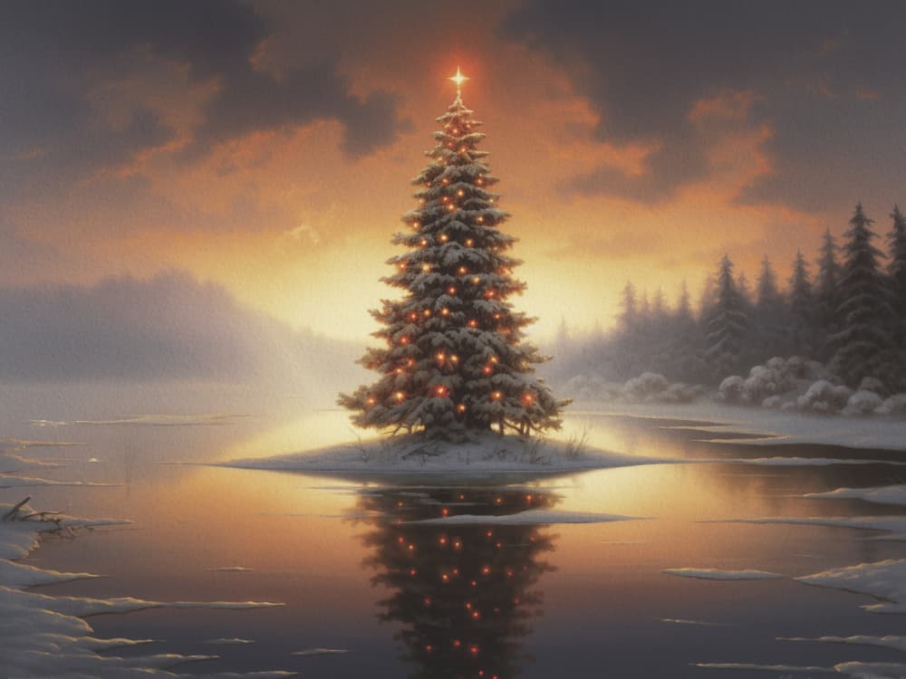 Glowing Christmas Sunset by Andreas Magnusson — canvas wall art