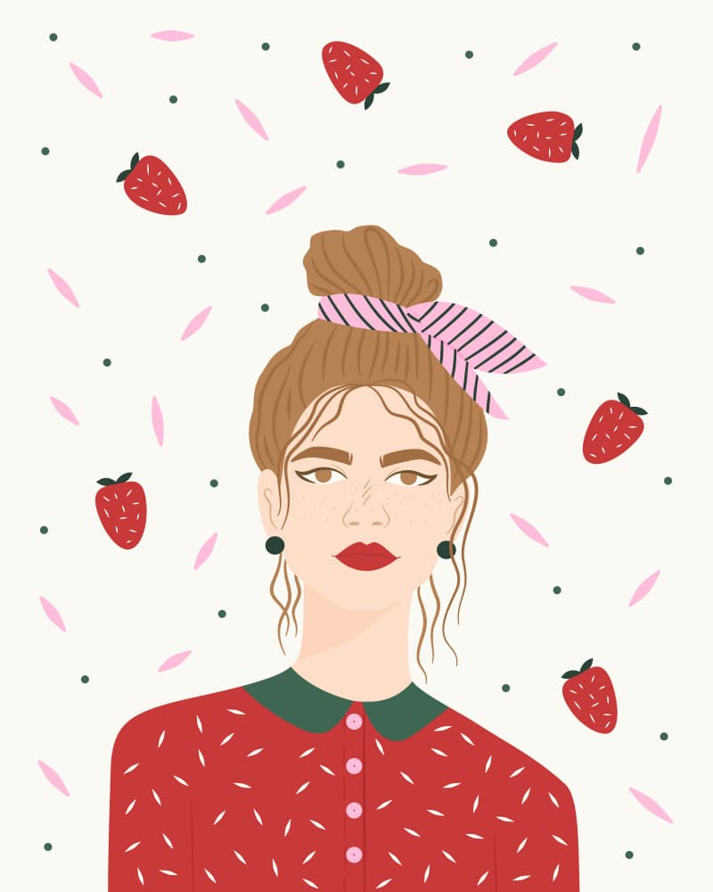 Strawberry Chic Portrait by Artprink — canvas wall art