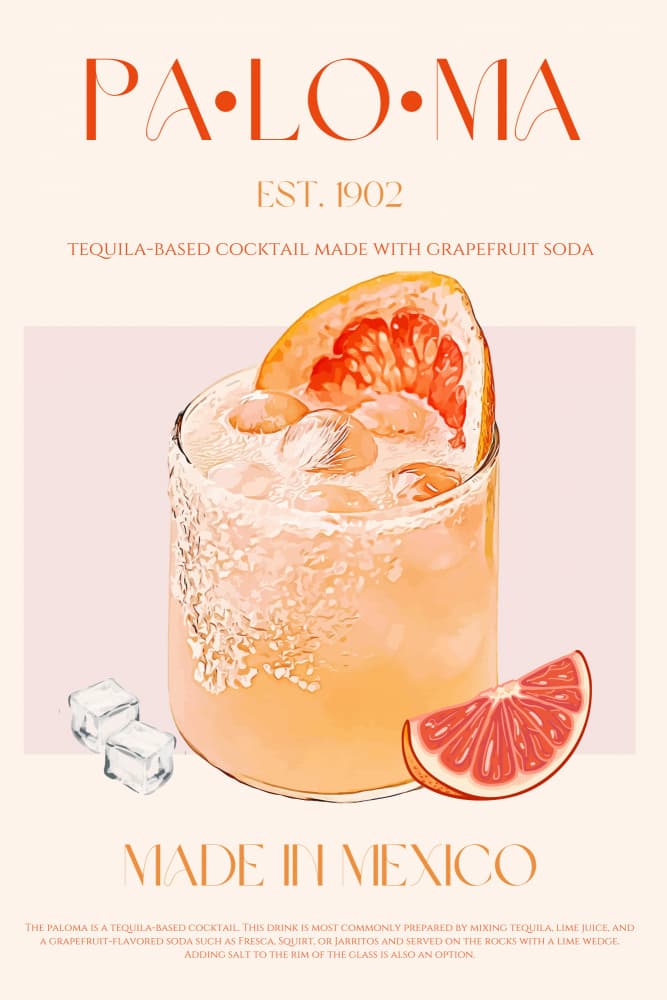 Classic Paloma Cocktail by Nazma Khokhar — canvas wall art