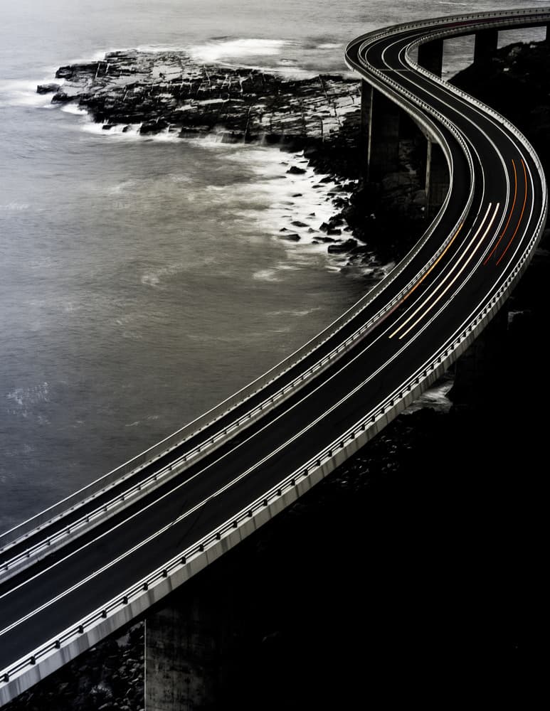 Coastal Highway Night Lights by Andrzej Krawczyk Photography — canvas wall art