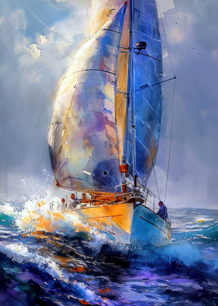 Vibrant Ocean Sailing by Justyna Jaszke — canvas wall art