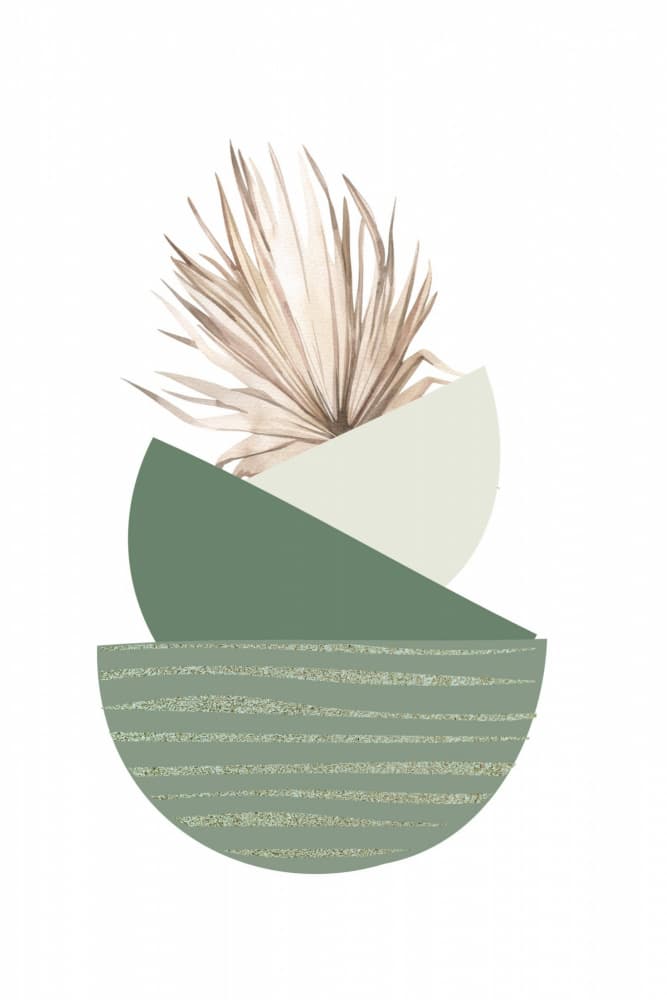 Stacked Green Geometric Palm by Sally Ann Moss — canvas wall art