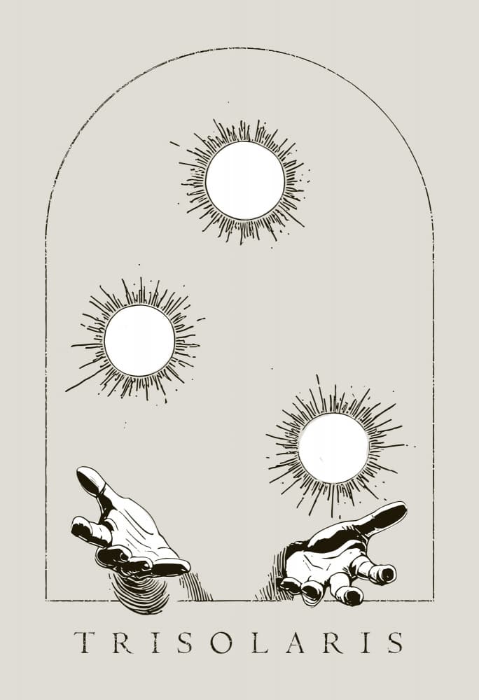 Three Suns Reaching Hands by Robert Farkas — canvas wall art