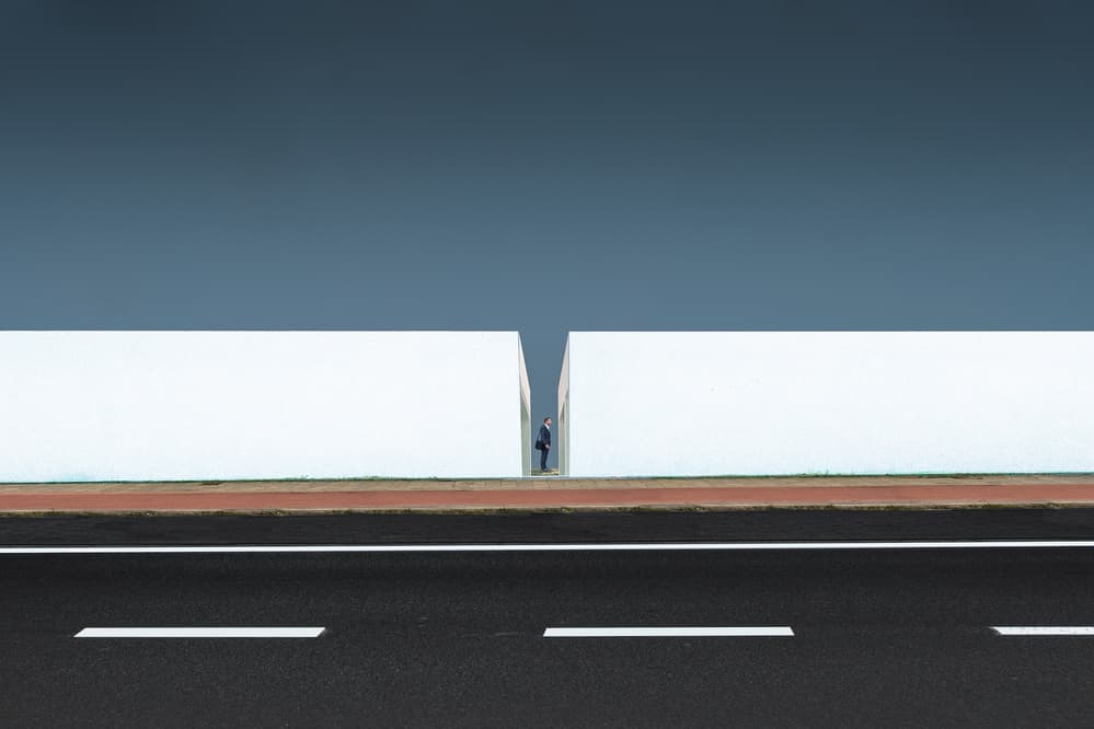 Man Between White Walls by Luc Vangindertael (laGrange) — canvas wall art