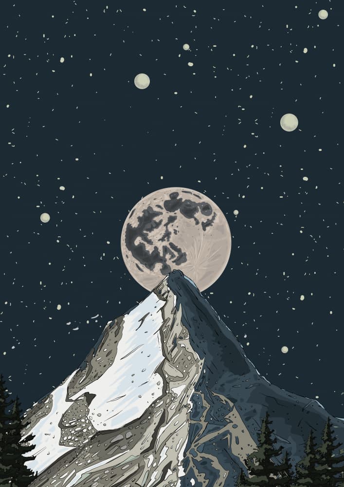 Moonlit Mountain Peak by Nicholas — canvas wall art
