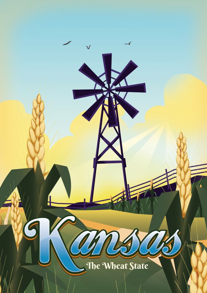 Kansas Wheat Field Windmill by Nicholas — canvas wall art