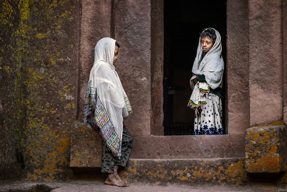Young Girls Stone Temple by Trevor Cole — canvas wall art