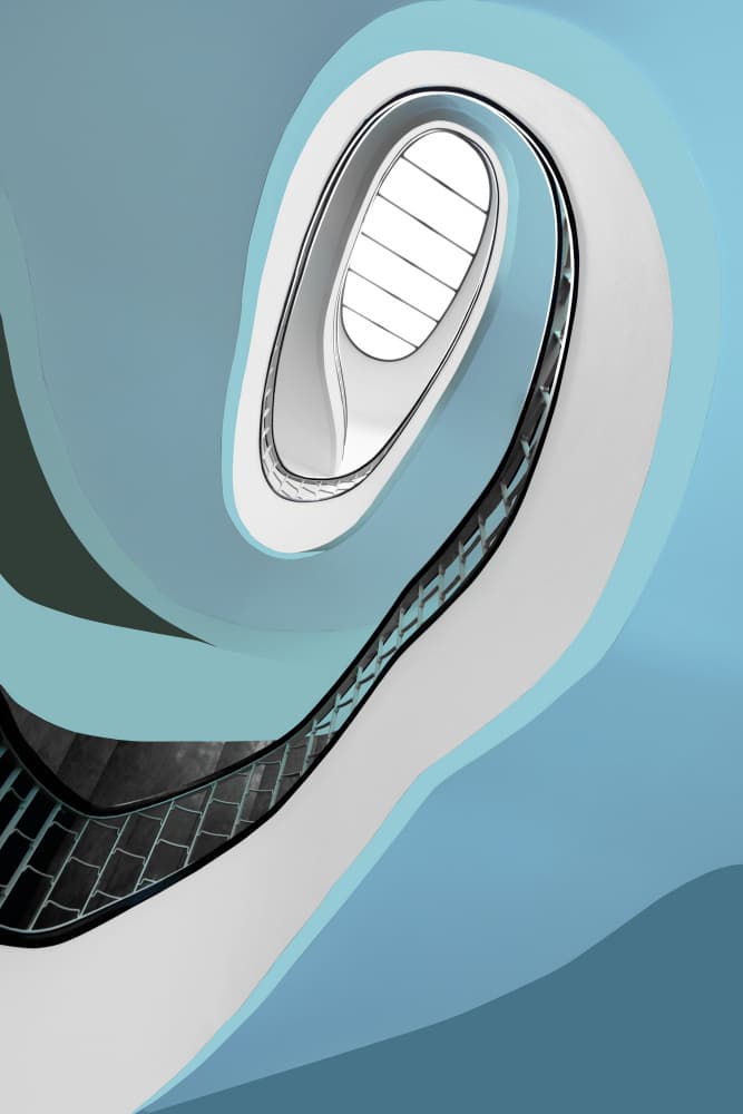 Blue Spiral Staircase by Jorge Pimenta — canvas wall art