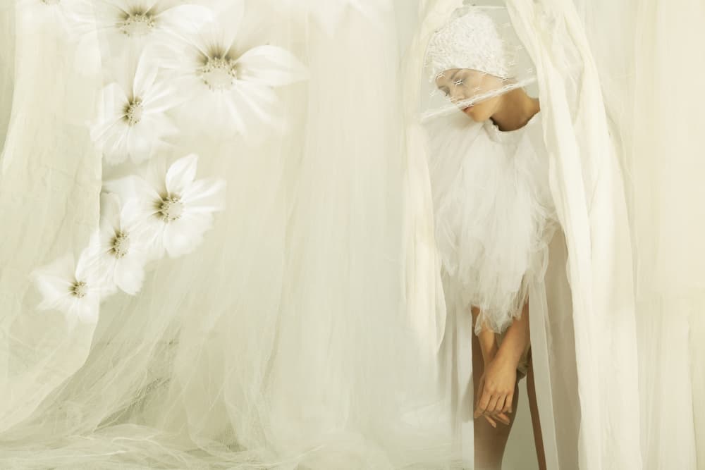 Ethereal Woman White Flowers by Christine von Diepenbroek — canvas wall art