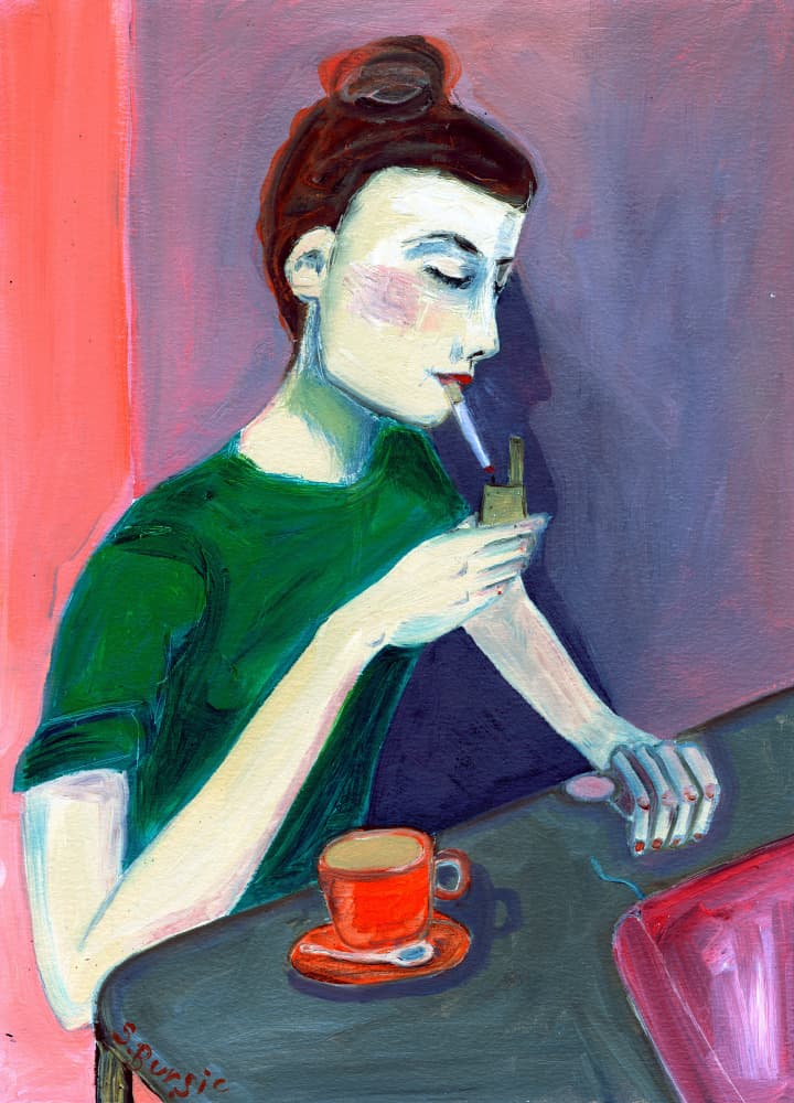 Cafe Contemplation by Sharyn Bursic — canvas wall art