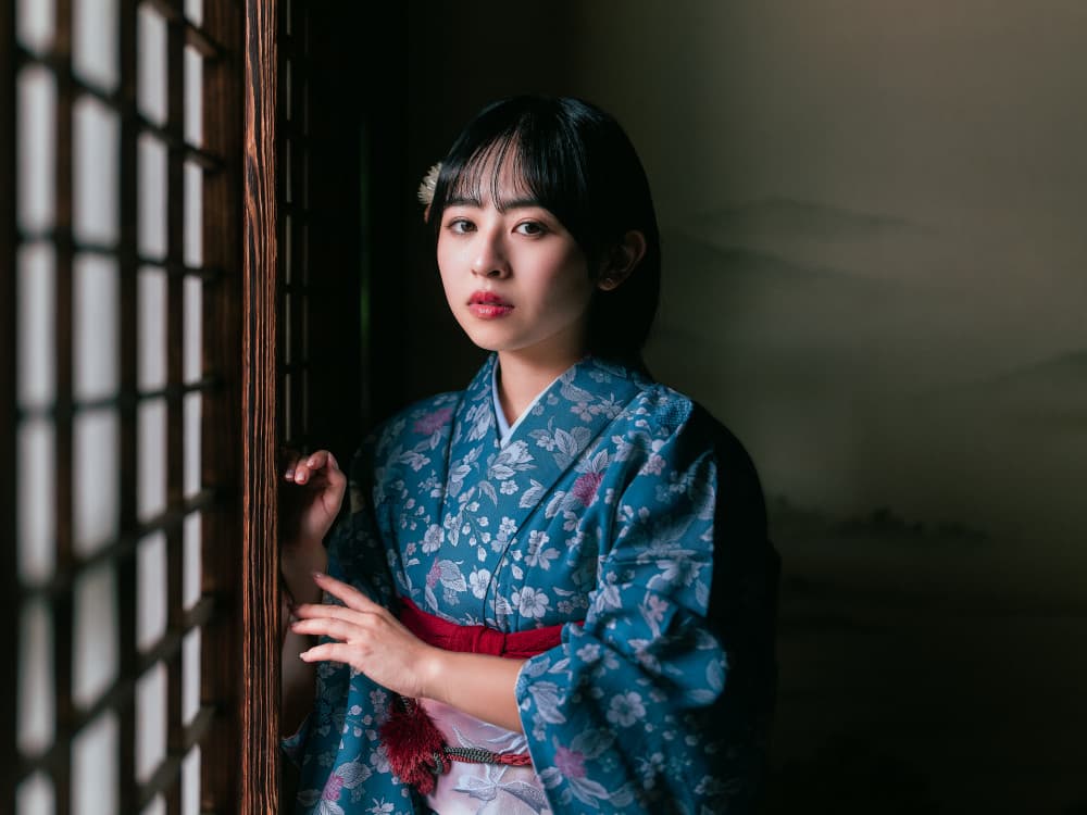 Japanese Kimono Portrait by Yuzo Fujii — canvas wall art