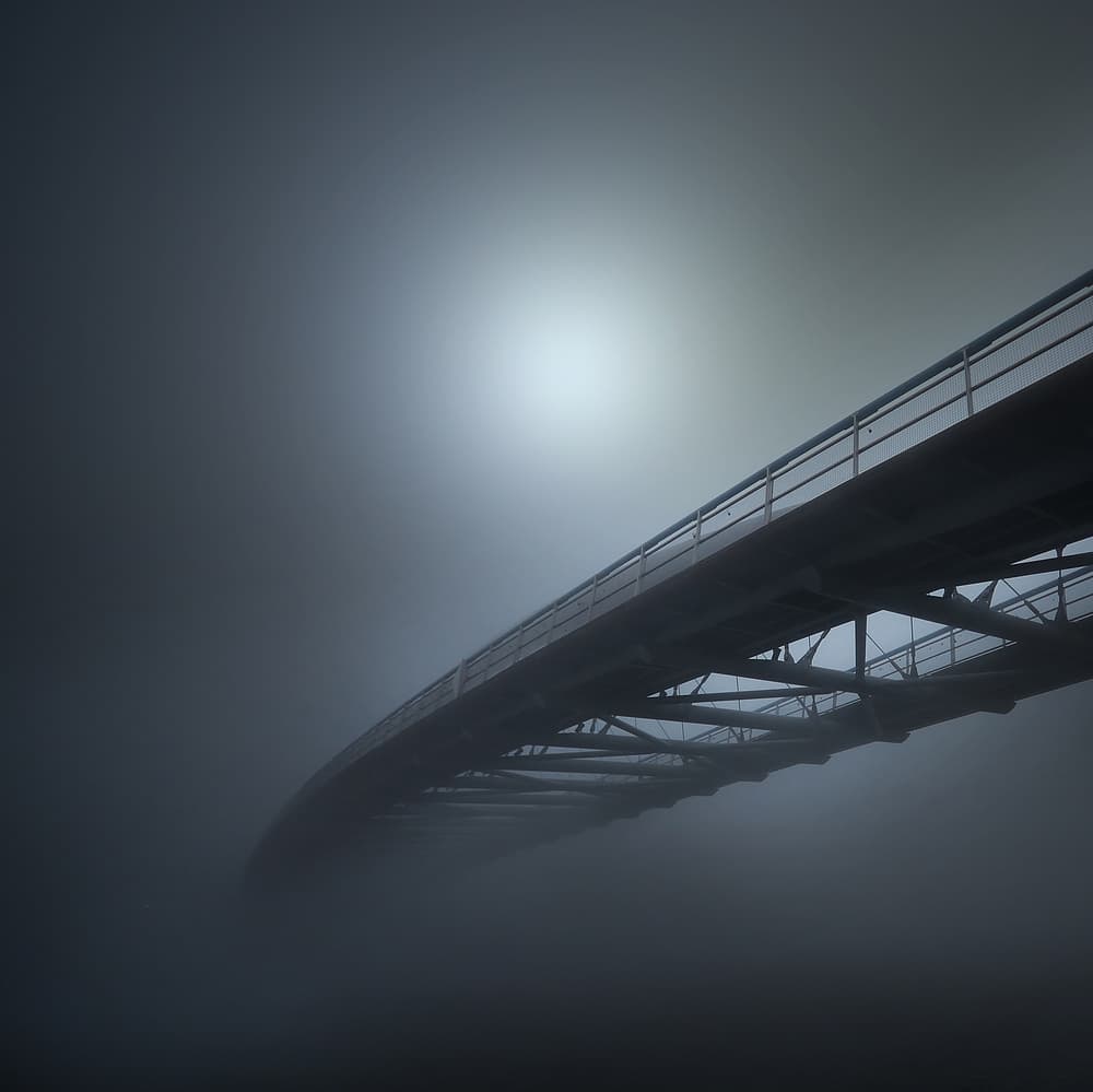 Bridge in the Fog by paralaxa — canvas wall art
