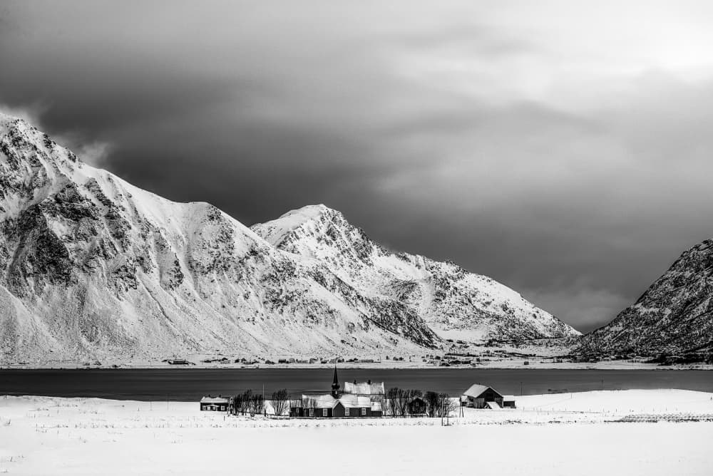 Snowy Mountain Church by Q Liu — canvas wall art