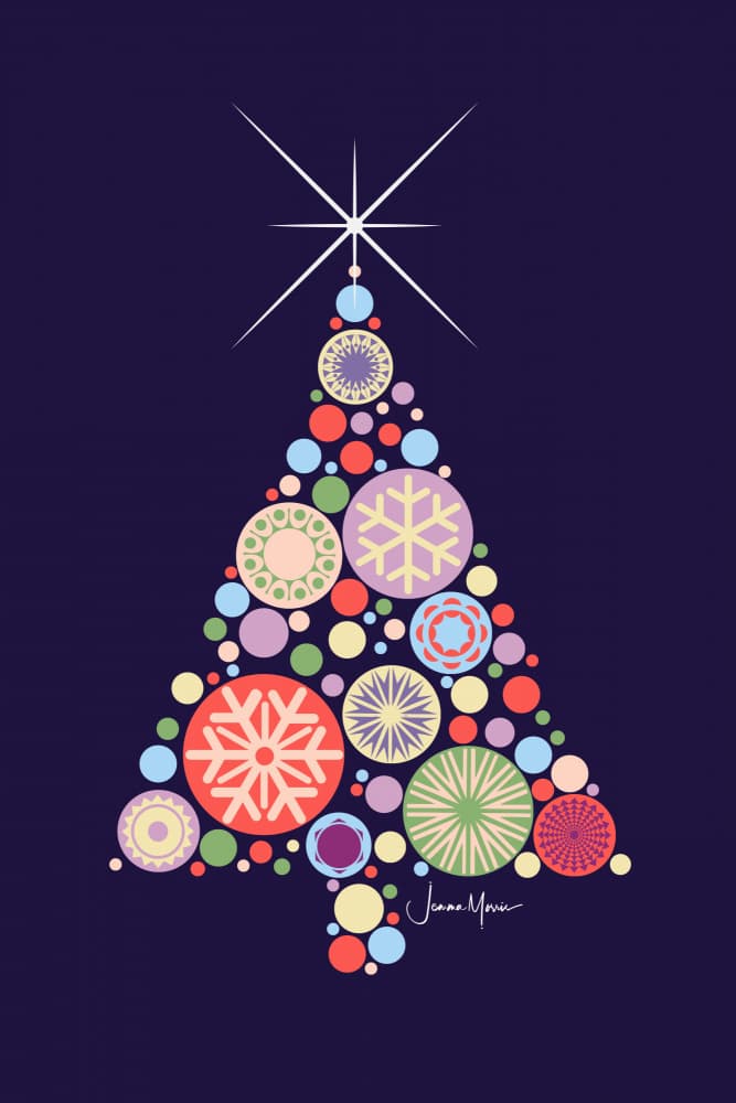 Colorful Christmas Tree by Jemma Morris — canvas wall art