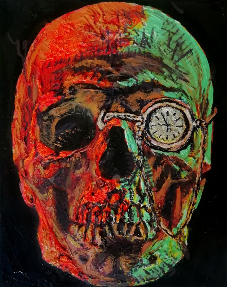 Time Keeper Skull by Anton Terziev — canvas wall art