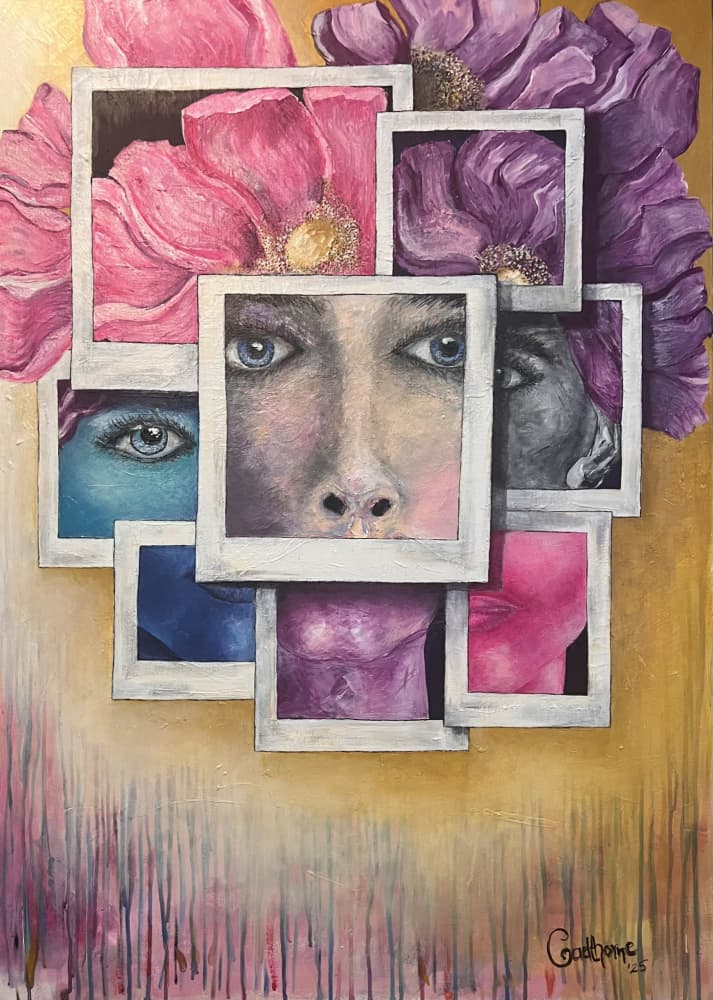 Colorful Faces and Flowers by Augustus Caelthorne — canvas wall art