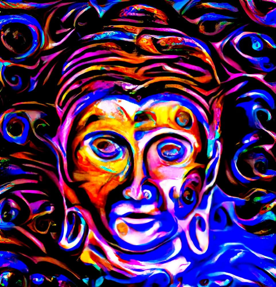 Colorful Mystic Face by mnemonixART — canvas wall art