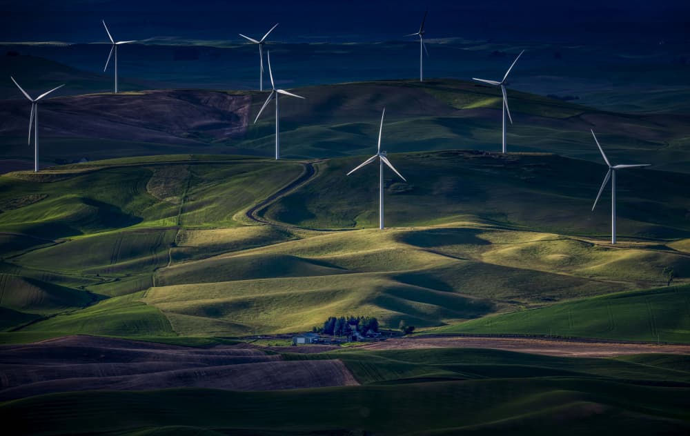 Rolling Hills Wind Farm by Jie Cheng — canvas wall art