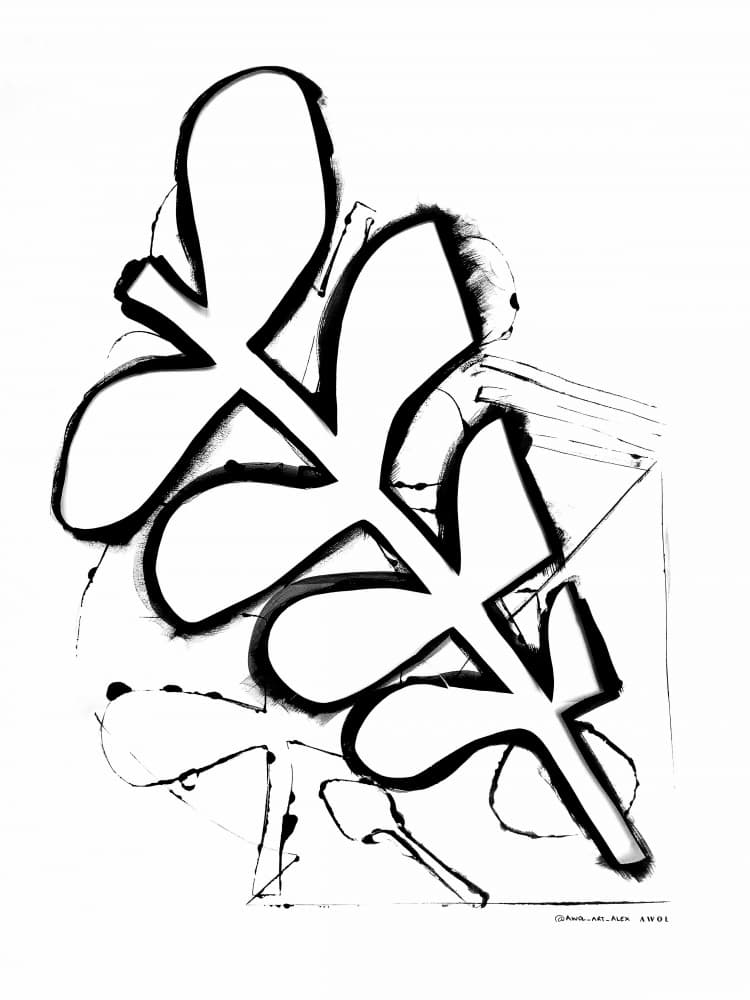 Monochrome Leaf Forms by Awol Art Alex — canvas wall art