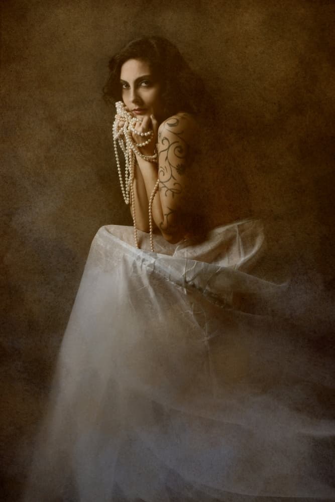 Ethereal Woman with Pearls by Olga Mest — canvas wall art