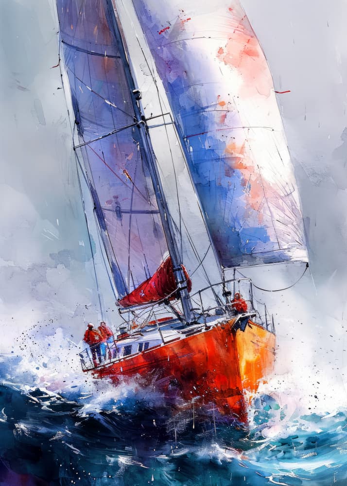 Dynamic Sailboat Race by Justyna Jaszke — canvas wall art