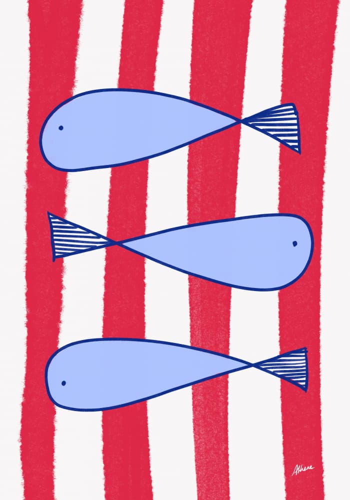 Three Fish by Athene Fritsch — canvas wall art