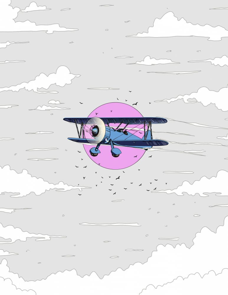 Vintage Biplane Journey by Nicholas — canvas wall art