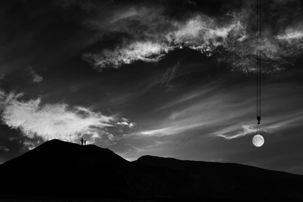 Moon Crane Dreamscape by Victoria Glinka — canvas wall art