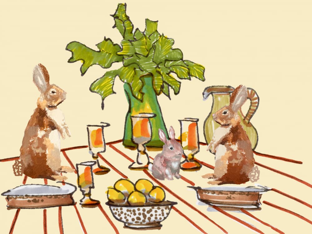 Whimsical Bunny Dinner by Breanna Megan Studio — canvas wall art