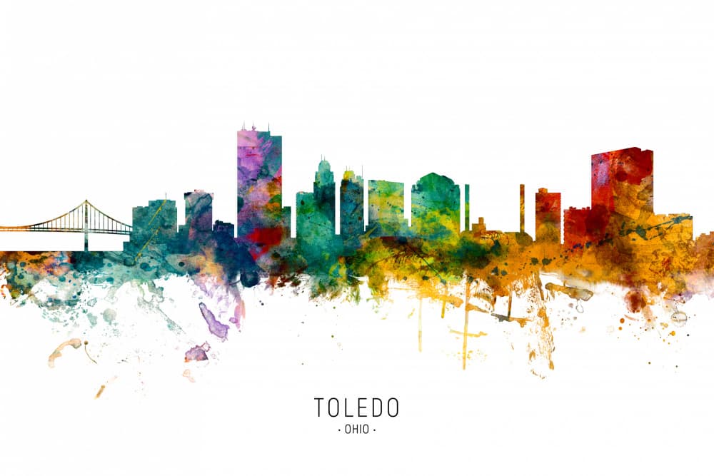 Vibrant Toledo Skyline by Michael Tompsett — canvas wall art