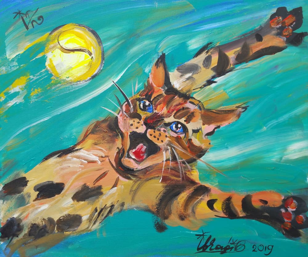 Flying Bengal Cat by Kanat Ibragimov — canvas wall art