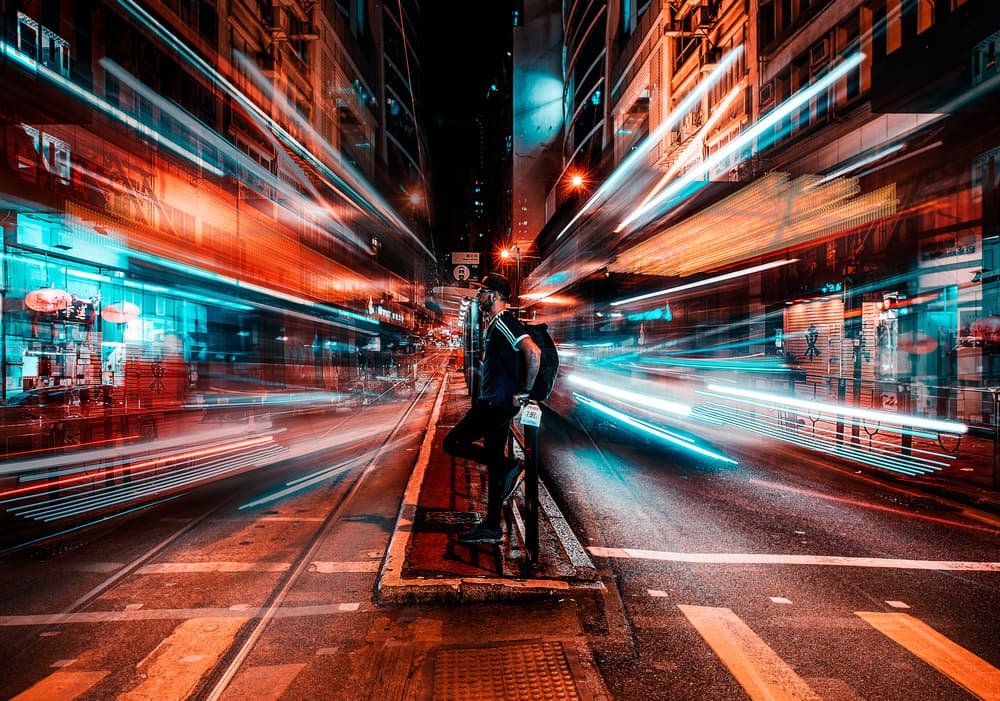 City Night Light Trails by Carmine Chiriacò — canvas wall art
