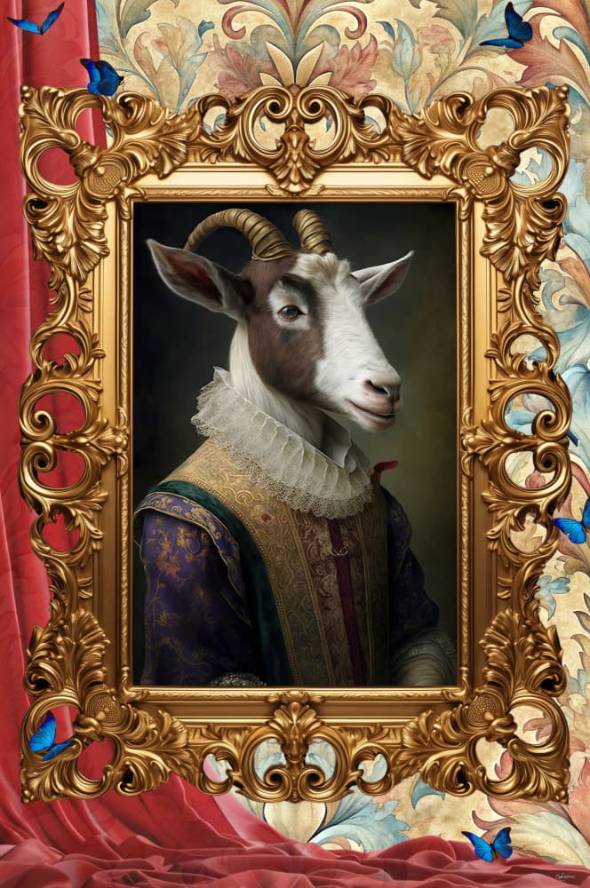 Regal Goat Portrait by Sue Skellern — canvas wall art
