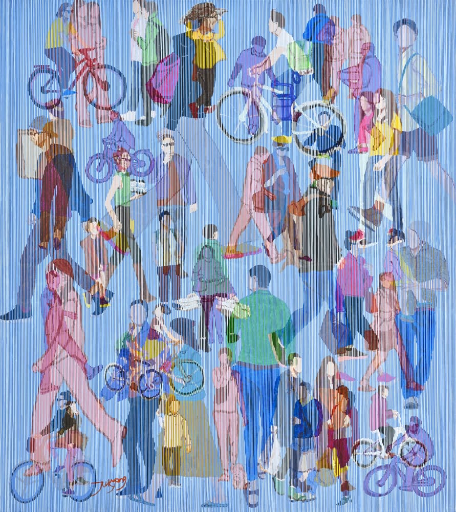 Dynamic City Crowd by Jukyong Park — canvas wall art