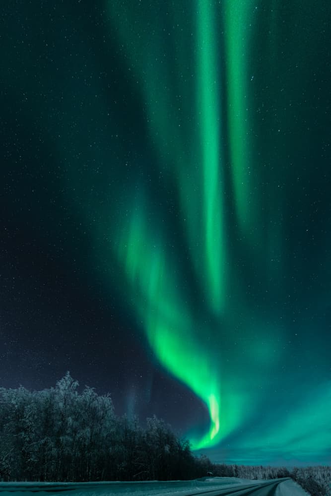 Green Aurora Winter Sky by Haim Rosenfeld — canvas wall art