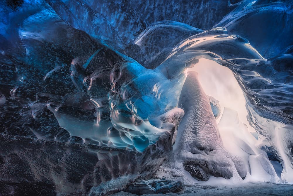 Ethereal Blue Ice Cave by joanaduenas — canvas wall art