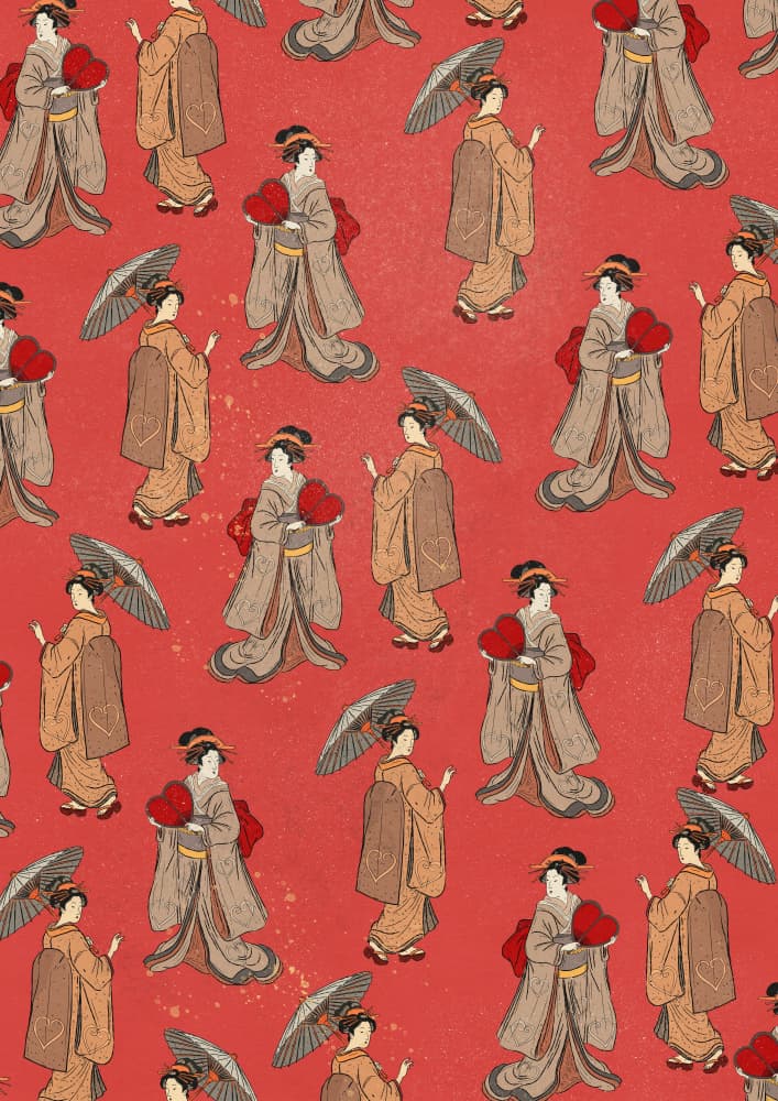 Elegant Geisha Pattern by Nicholas — canvas wall art