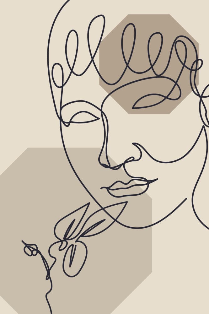 Abstract Face and Flower by Anna Rose — canvas wall art