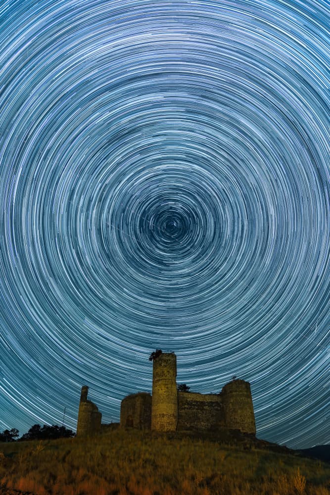 Ancient Castle Star Trails by JUAN CARLOS HERVÁS MARTÍNEZ — canvas wall art
