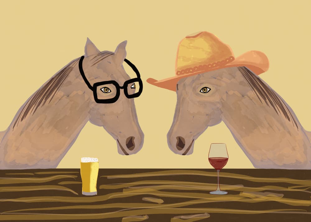 Happy Hour Horses by Sharyn Bursic — canvas wall art
