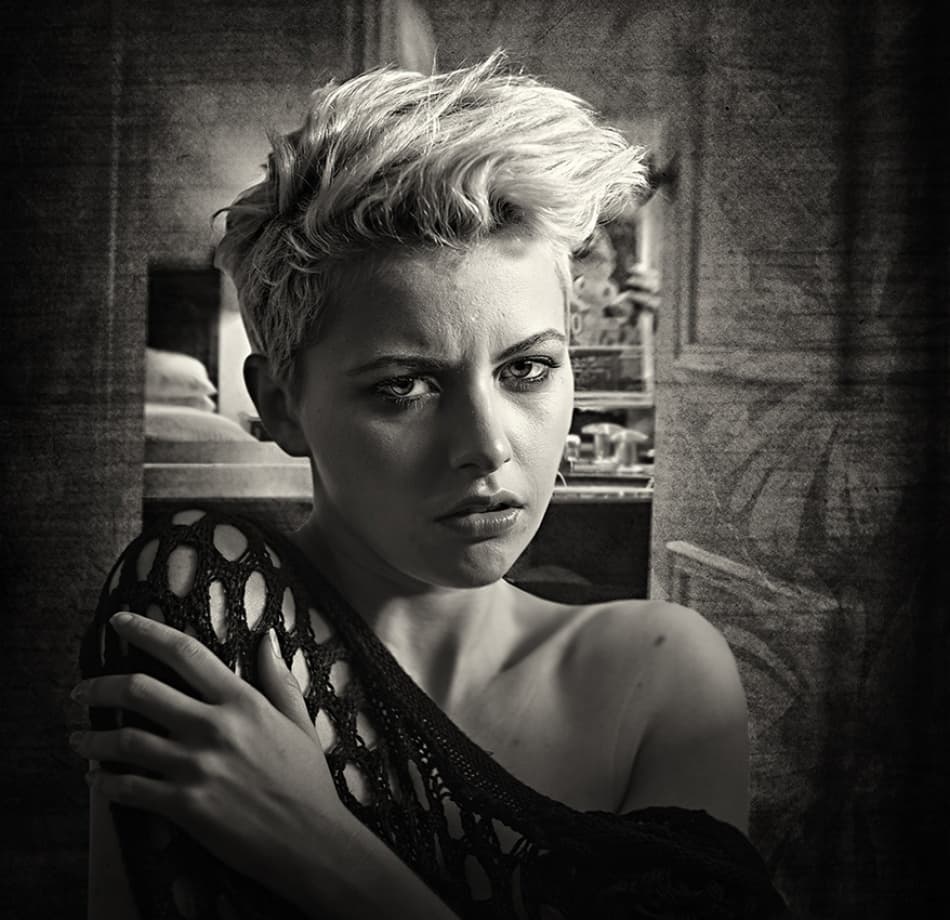 Intense Blonde Portrait by Mel Brackstone — canvas wall art