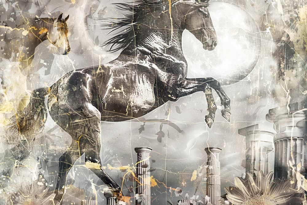 Mythological Horse Moonlight by Rafal Kulik — canvas wall art