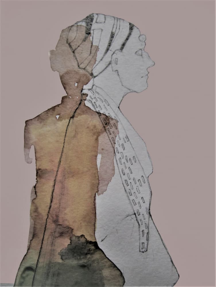 Contemplative Female Profile by Doris Schmitz — canvas wall art