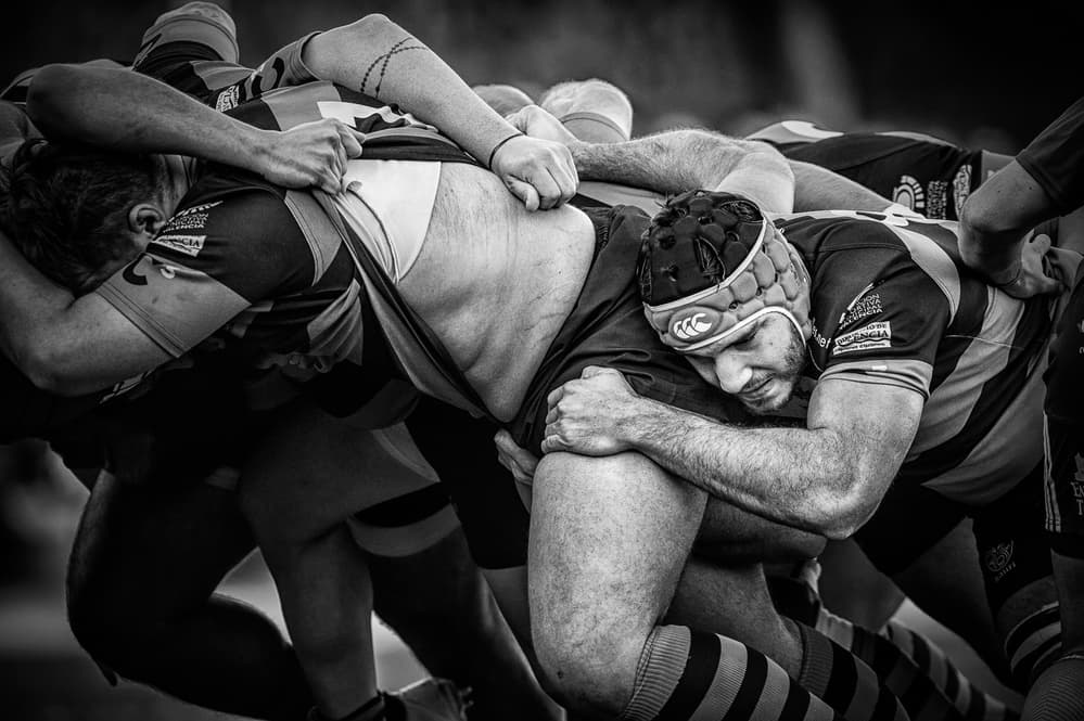 Intense Rugby Scrum by Cesar March — canvas wall art