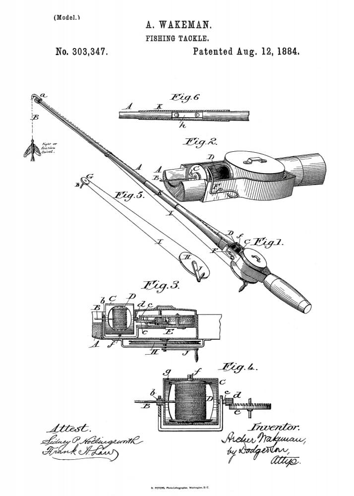 Vintage Fishing Tackle Patent by Andreas Magnusson — canvas wall art