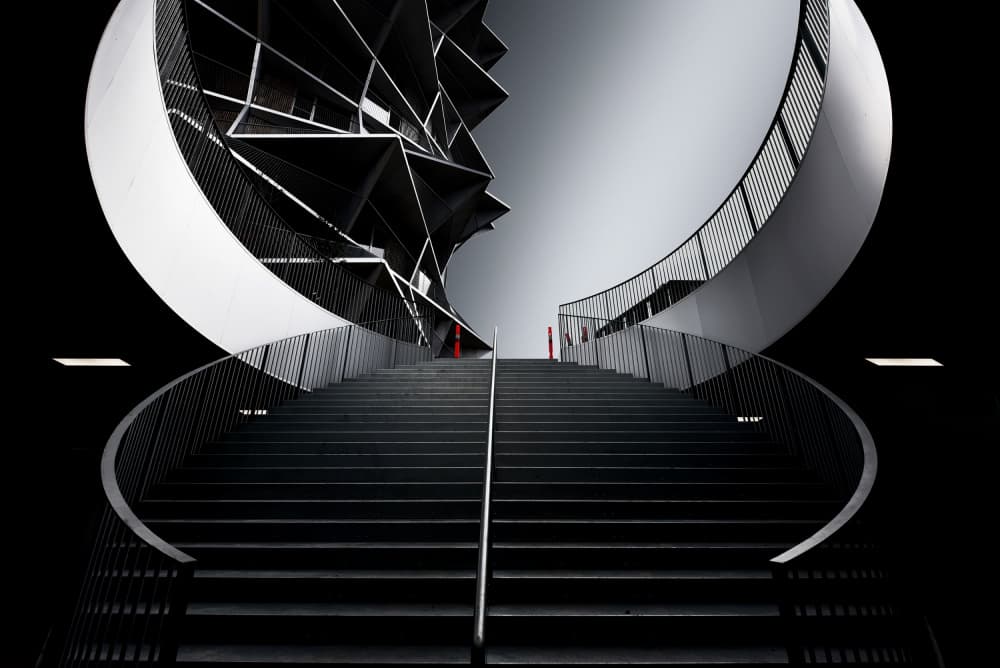 Curved Architectural Ascent by Jorge Pimenta — canvas wall art